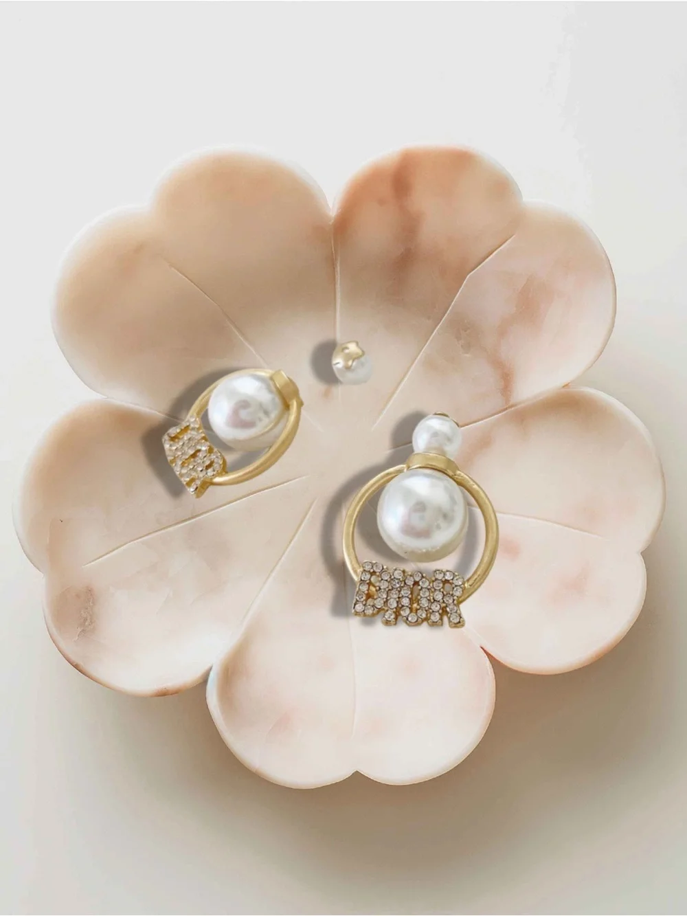 D1OR fashion Gold Pearl & Crystal Hoop Earrings - Womens Jewelry